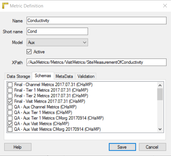 Add metrics to schema window